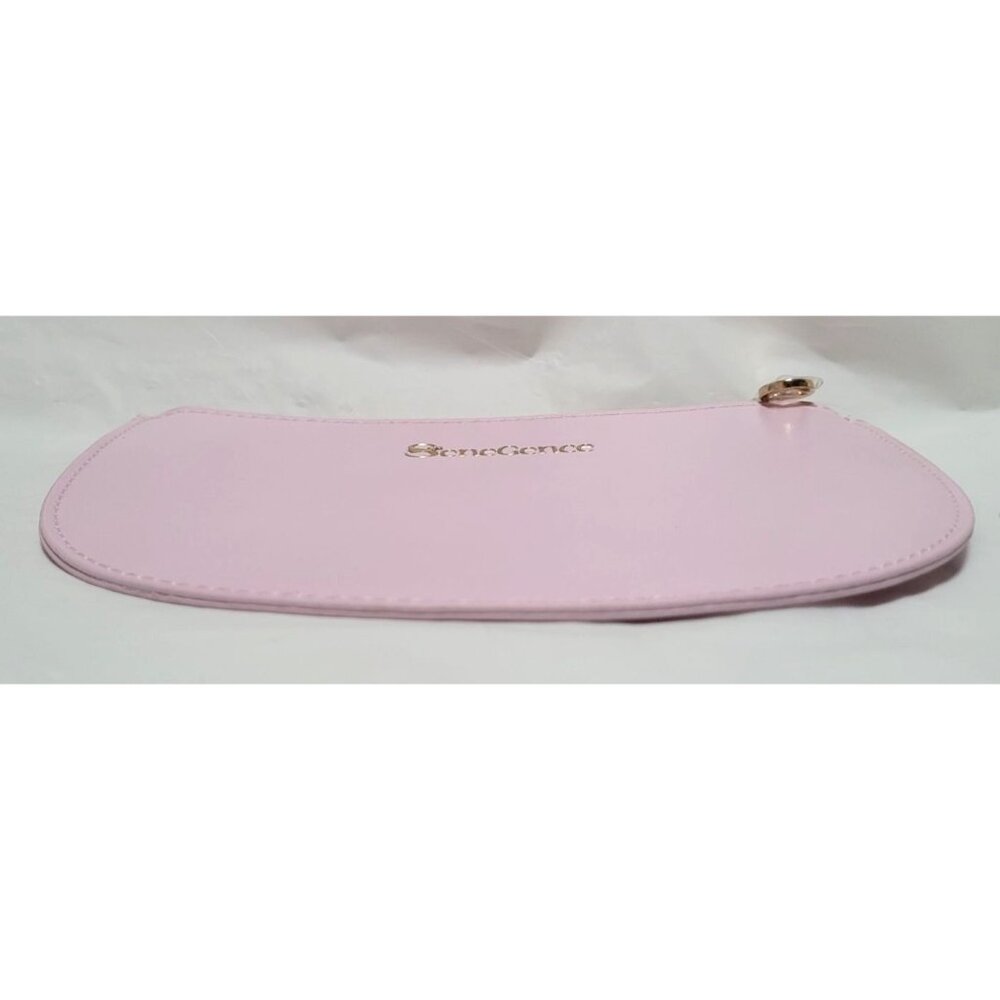 SeneGence Pink Stiff Faux Leather Half-Moon Zip Cosmetic Makeup Bag Pouch - Picture 2 of 7